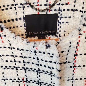 Banana Republic Cream Tweed Blazer with Black and Red Accents